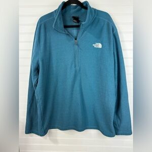 The North Face men’s teal quarter zip cap rock textured pullover.  Size XXL